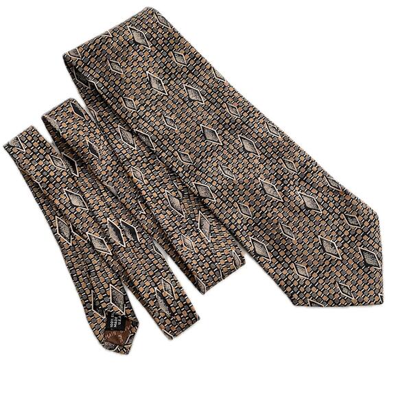 Vintage Pierre Balmain 100% silk geometric print metallic tie necktie - Picture 3 of 5